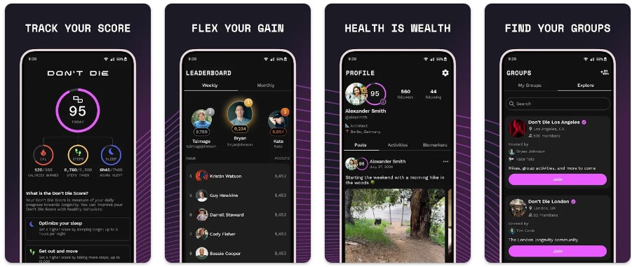 Dont Die App for Android by Blueprint Bryan Johnson