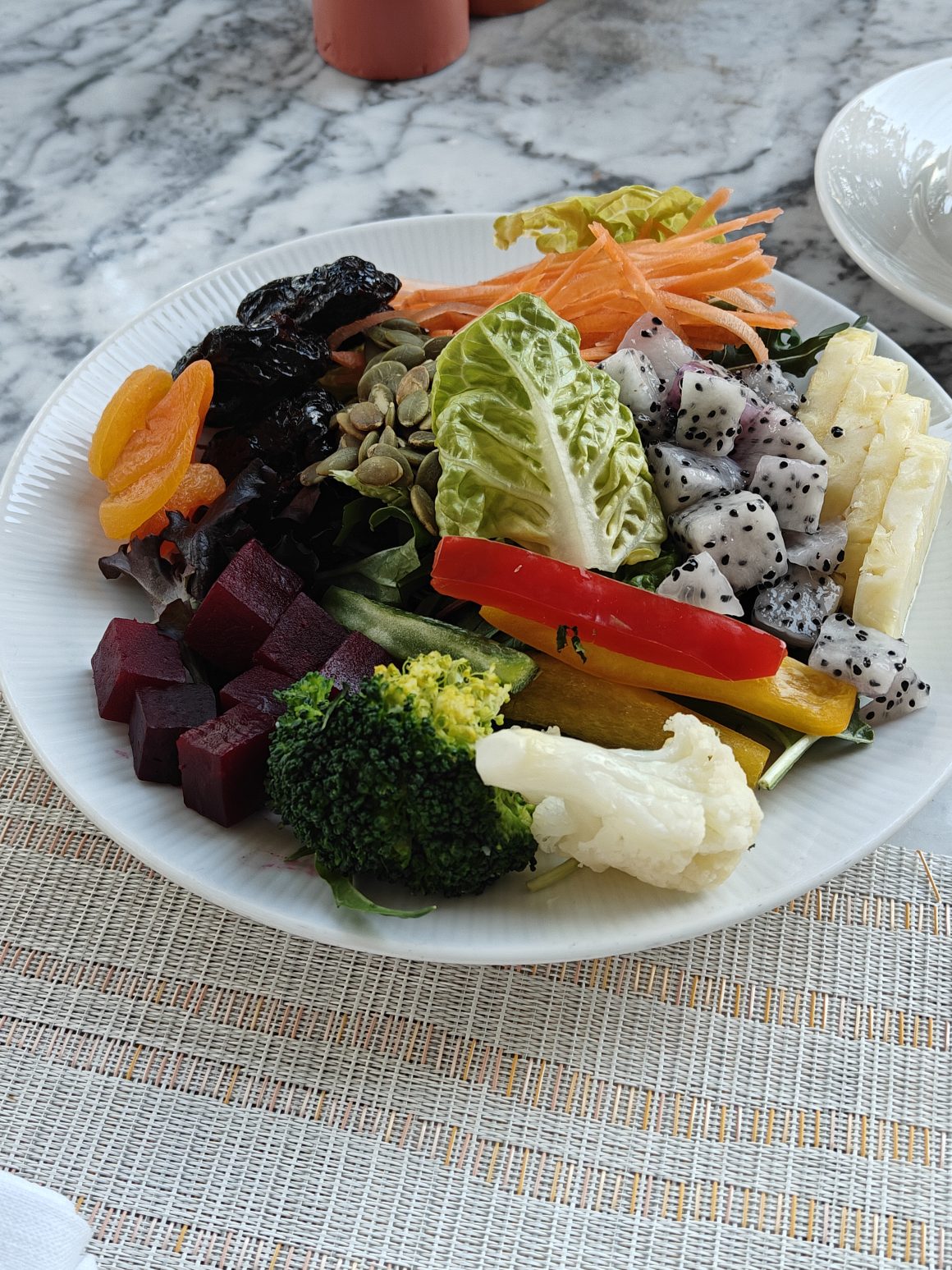 Healthy hotel breakfast plate