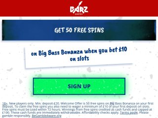 Barz casino new customer welcome offer and free spins UK