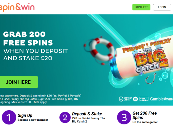 Spin and Win Sign Up Bonus code and free spins