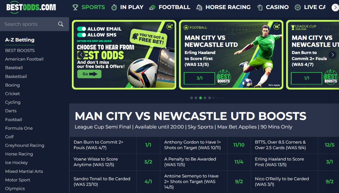 new UK betting site interface