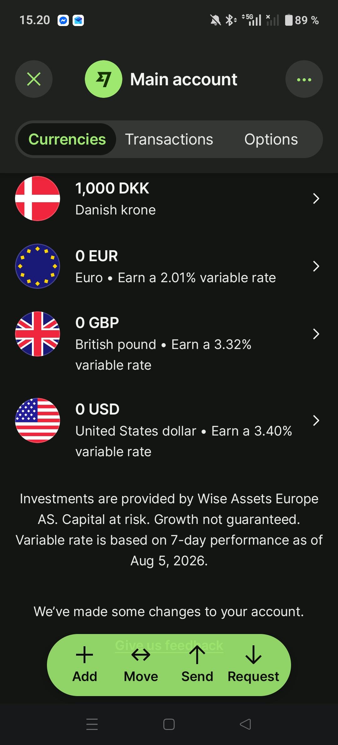 Wise Multicurrency accounts