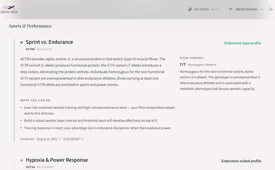 genomics Sports & Performance data
