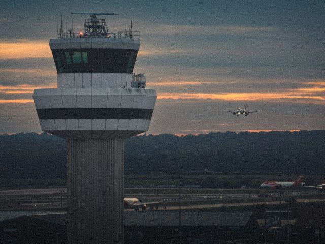 Air traffic control tower at dusk, AirNav Radar review