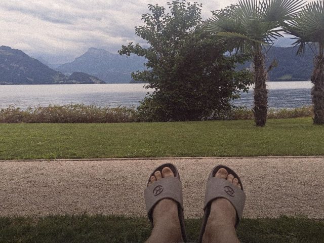Lounger on the lawn facing Lake Lucerne, Chenot Palace Weggis review