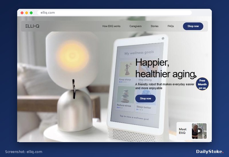 ElliQ companion robot for older adults on its official homepage