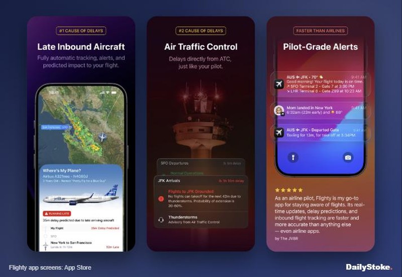 Flighty app inbound aircraft tracking, air traffic control delays and alerts