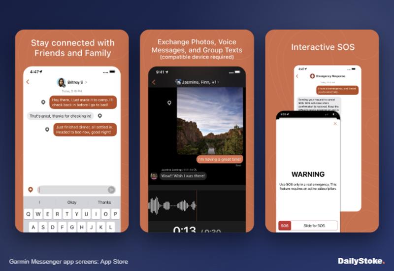 Garmin Messenger app chats, photo messages and interactive SOS
