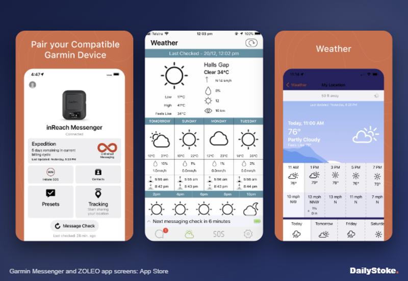 Satellite messenger apps: Garmin Messenger pairing and ZOLEO and Garmin weather