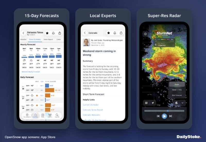 OpenSnow app 15-day snow forecast, local expert report and radar
