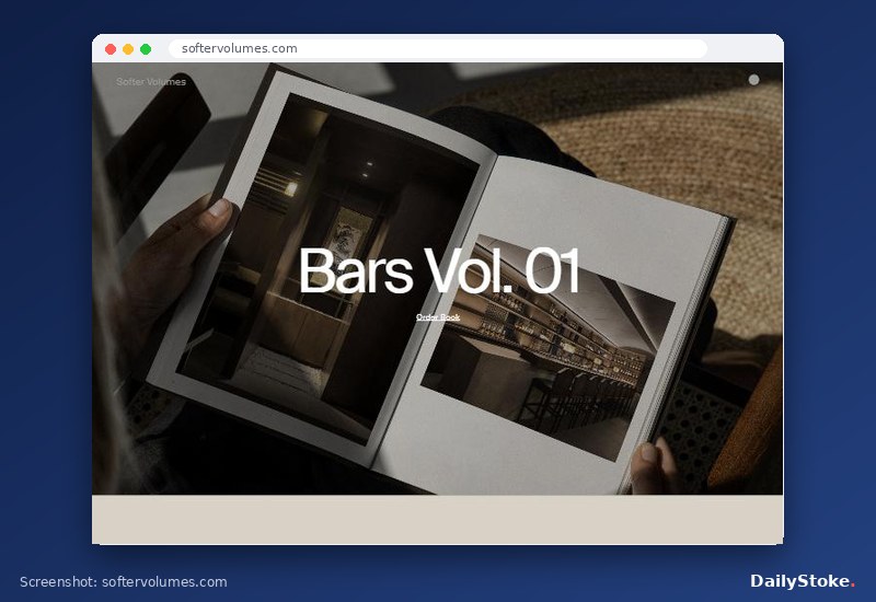 Softer Volumes homepage showing its Bars Vol. 01 book