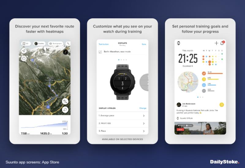 Suunto app route heatmaps, watch display settings and training log