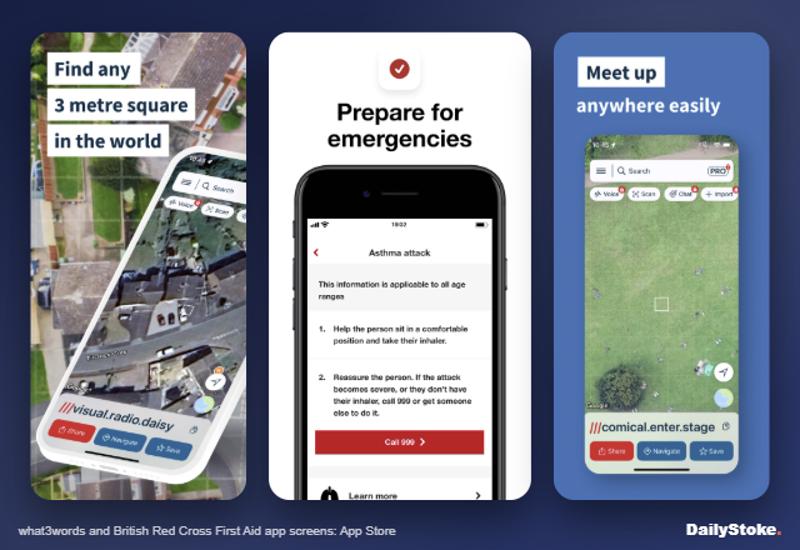 Emergency apps: what3words locations and British Red Cross First Aid
